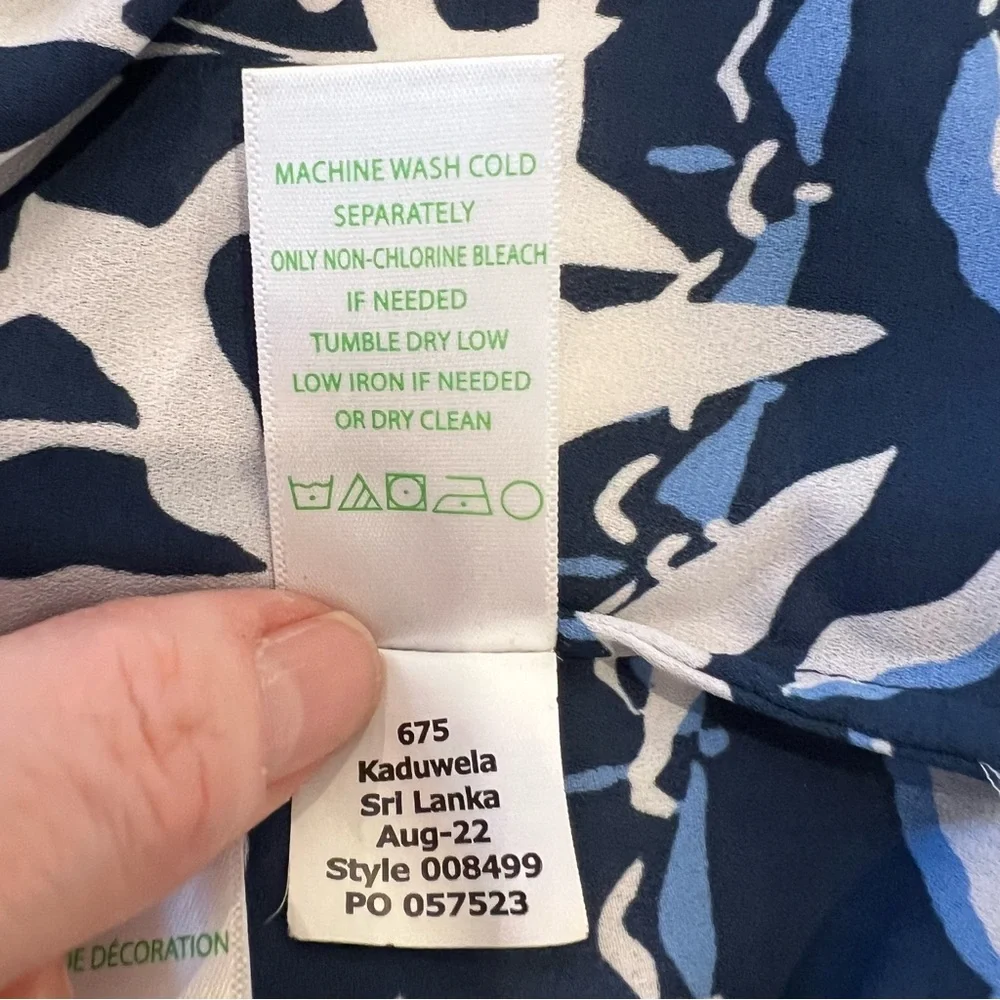 Lilly Pulitzer Top Women Large Blue White Marilina Tassels Relaxed Coastal Tunic - Picture 9 of 14